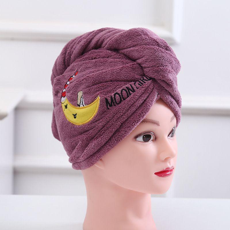 

Hair Cap Dry Women Kids Shower Absorbent Hat Towel Head Scarf Wrap Bath Cap Singlelayerpurple
