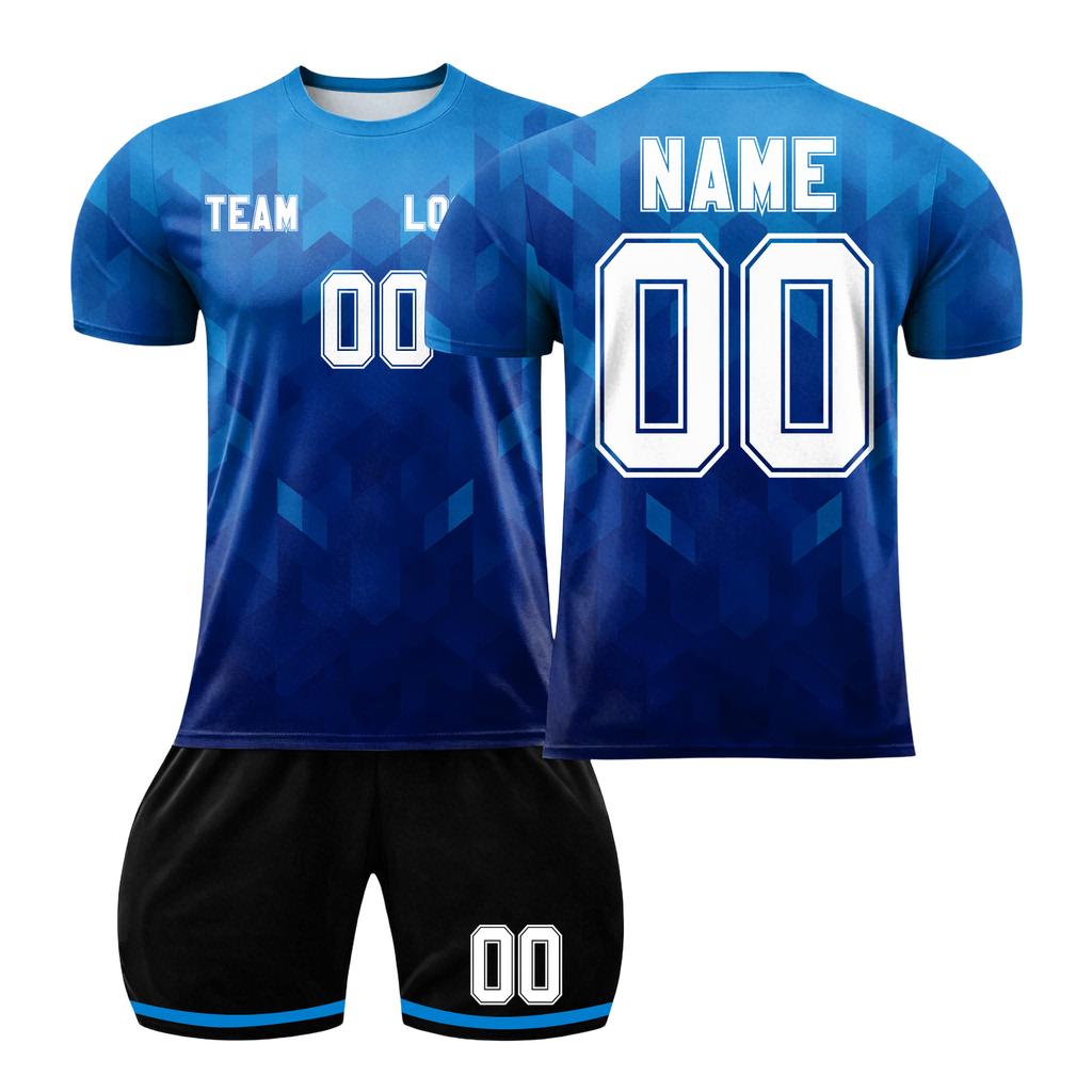 Short Sleeve Sports Jersey and Shorts Set for Men Lightweight Breathable Fabric Athletic Training Uniform for Team Sports DIY Customizable Design
