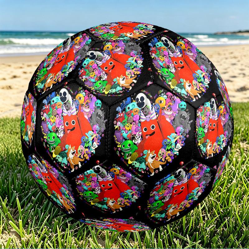 Game Rainbow Friends Print Size 5 Soccer Ball, PU Wear Resistant Football for Match Training and Daily Practice, Birthday Gift for Soccer Fans