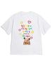 Decoration  White ShortSleeved TShirt with Decorated Hamster Image Cute And Lively Style Colorful Text Bubbles Heart Star