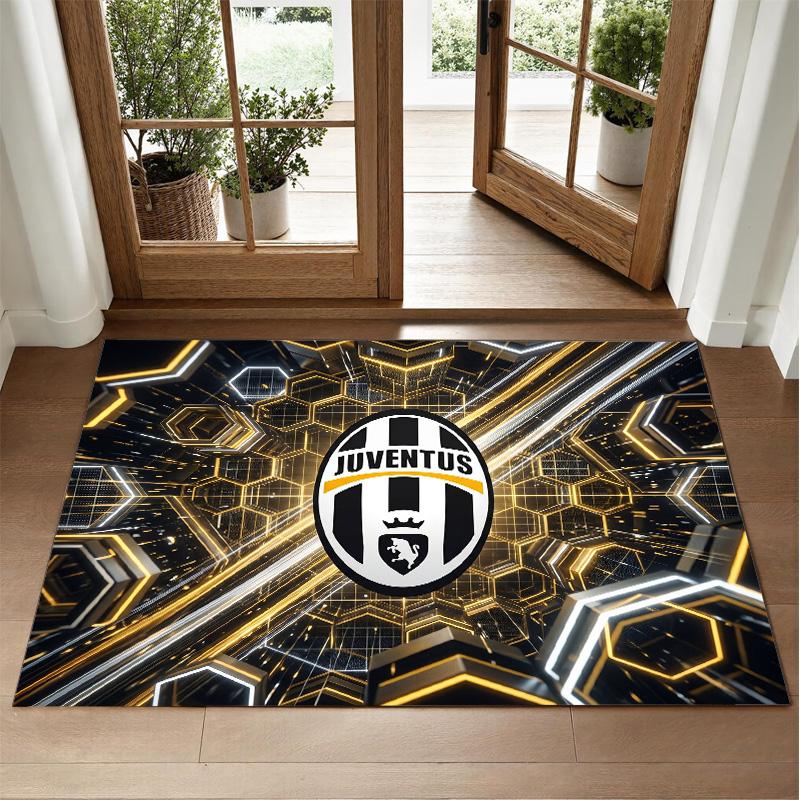 Juventus FC Design Crystal Velvet Rug Soft Decorative Mat for Bedroom Entrance