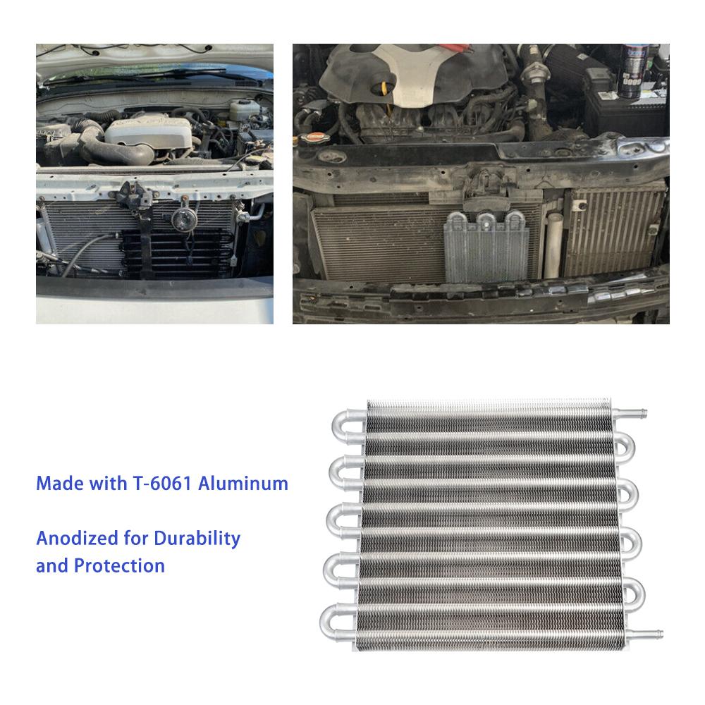 10 Row/16 Row Oil Cooler Kit, Universal Aluminum Remote Transmission Engine Cooler Auto-Manual Radiator Converter Kit