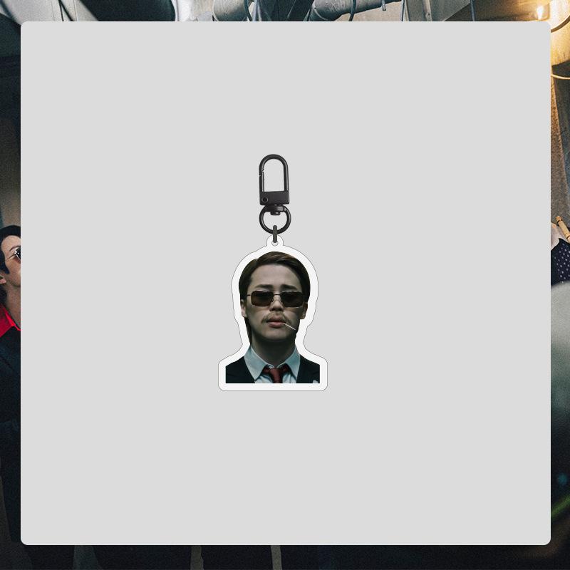 BTS Movie Style Keychain, Bangtan Boys Suit & Sunglasses Photo Keyring, Kpop ARMY Fans Bag Charm(Jin / RM / Suga / Jimin / V / J-Hope / Jungkook)