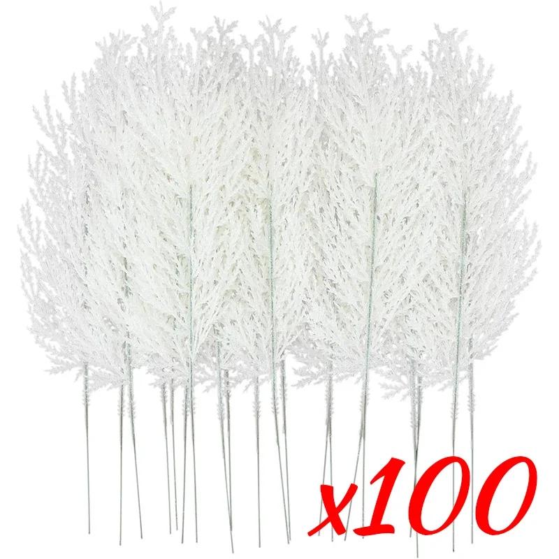 Agujas de Pino Artificiales Agujas de Pino Falsas Blancas Ramas Plantas Guirnalda DIY Adornos para Árbol de Navidad Regalos de Año Nuevo Decoraciones de Mesa