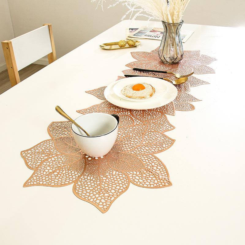 PVC Table Flag Long Style Solid Color Bronzing Table Runner Burlap Creative Irregular Flowers Nordic Light Luxury Decoration