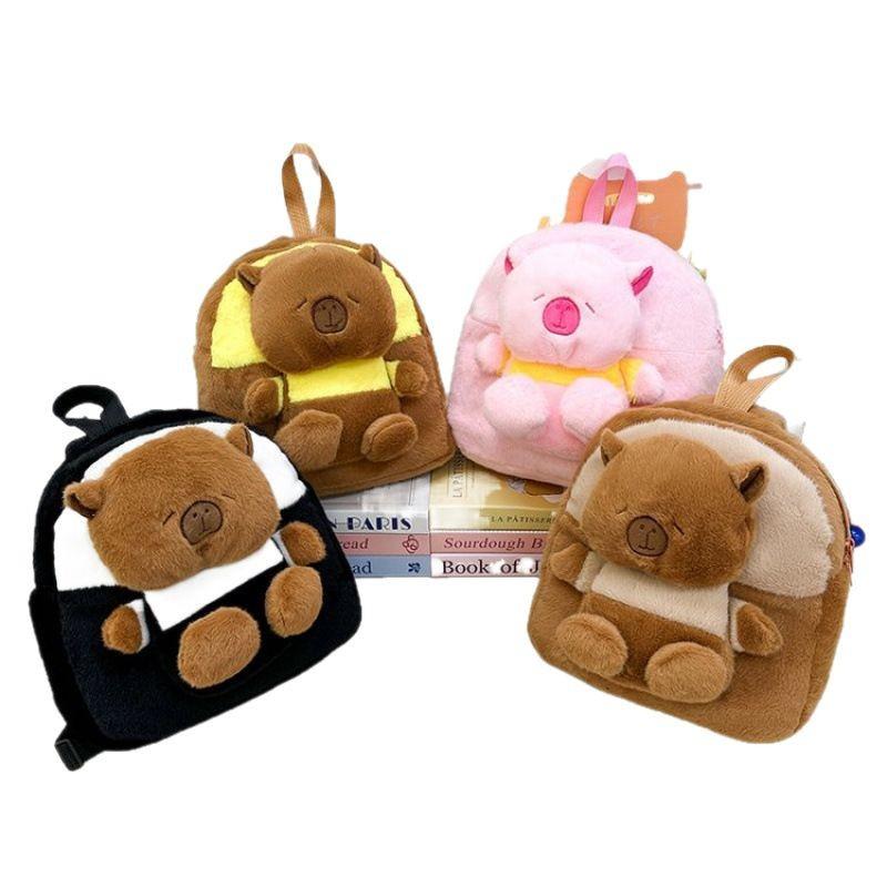 Schoolbag Cartoon Cute Capybara Bag Cute Kapibara Doll Backpack Girl Versatile Plush Storage Backpack