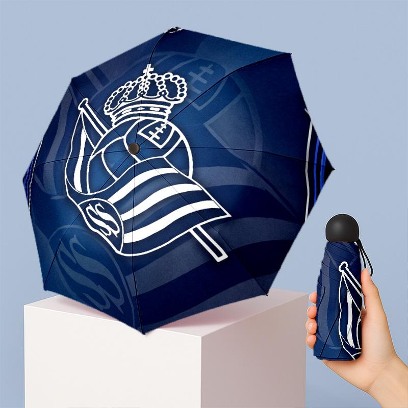 Real Sociedad FC Mini 5 Fold Pocket Umbrella Compact Lightweight Anti UV Rain Sun Protection Umbrella Portable Travel Umbrella