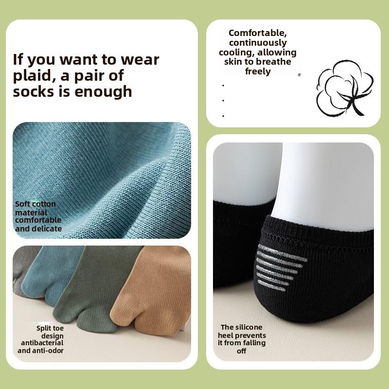 5 Paar Zehensocken Herren Sommer Dünnes Netz Atmungsaktiv Deodorant Antibakteriell Herrensocken Nahtlose Zwei-Zehen-Socken