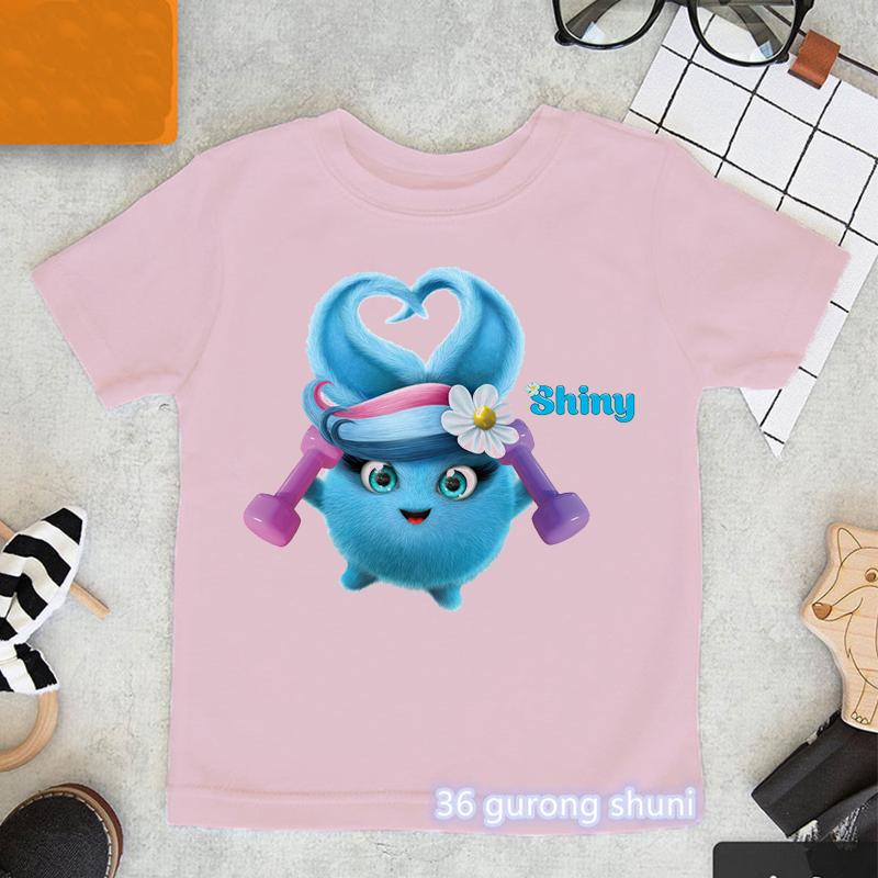 Kawaii Girls TShirts Cartoon Sunny Bunnies Graphic Print Baby Girls Clothes Fashion Aesthetic Children Tshirts Pink Shirt Tops