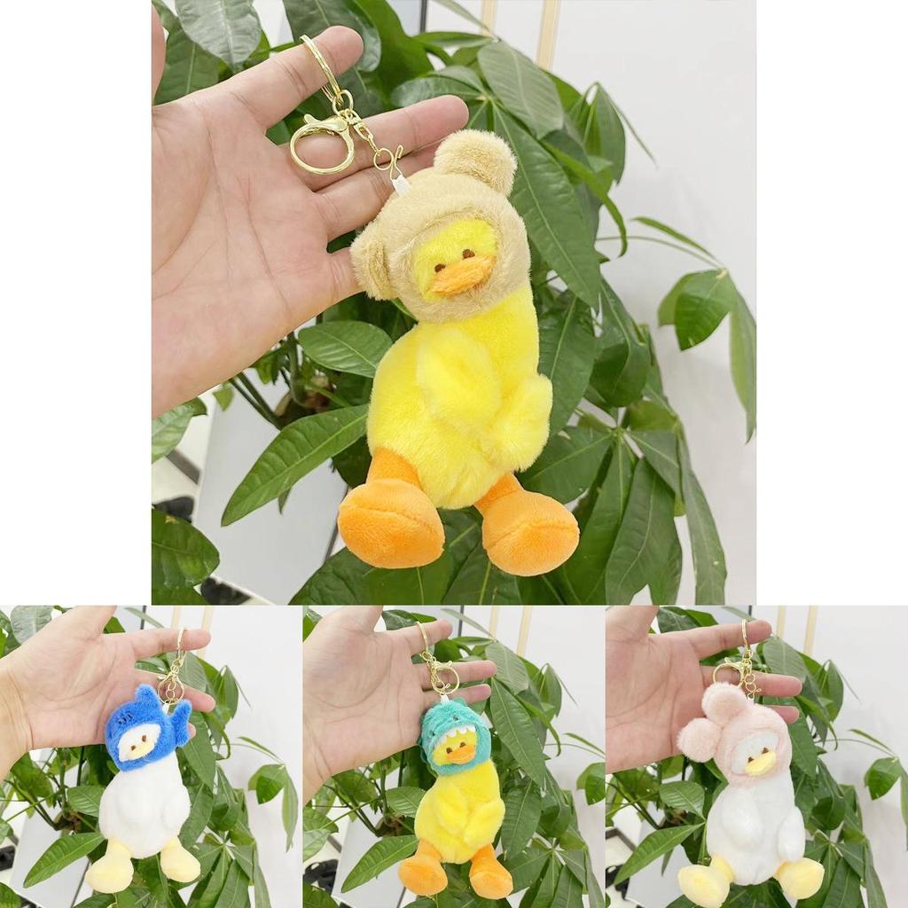 Charming Short Plush Duck Doll Keychain Soft Toy With Dinosaur Shark Bunny Bear Designs