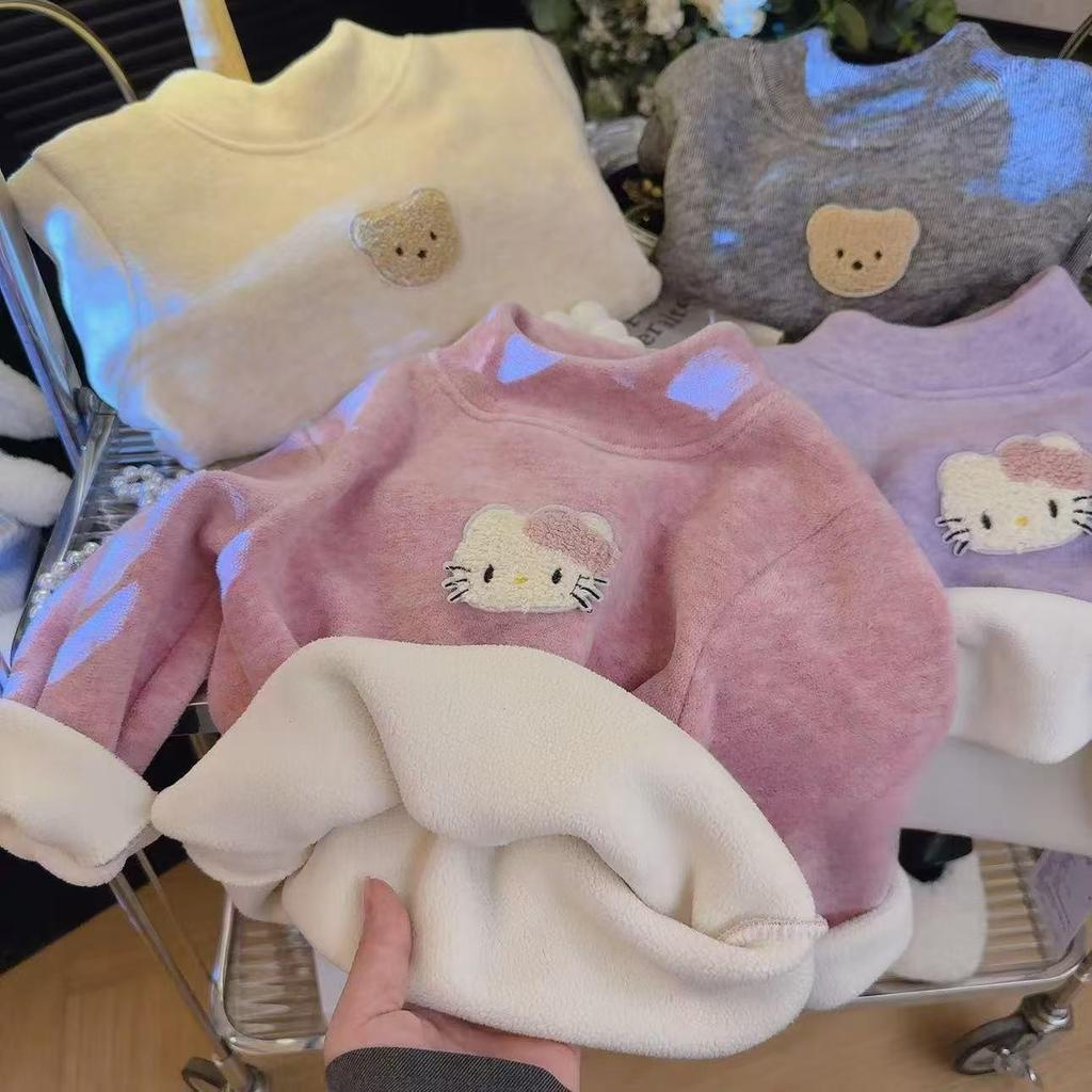 Cozy Koala Fleece Wool-Silk Base Layer Top for Babies - Warm & Versatile Autumn/Winter Wear