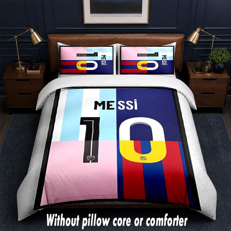 Set Biancheria da Letto Design Lionel Messi 1 Copripiumino + 2 Federe Morbido Traspirante Biancheria da Letto per la Casa