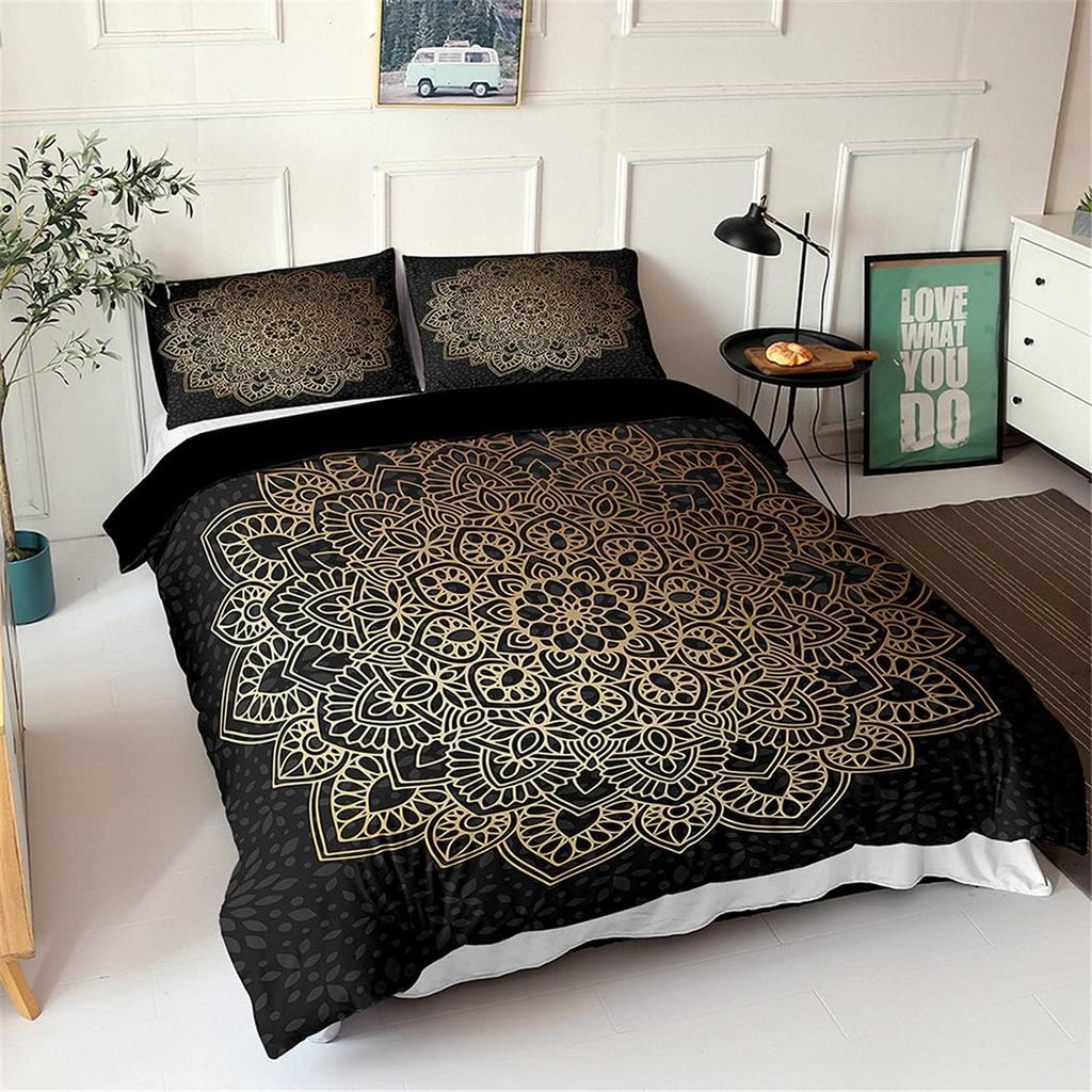 Ethnic Bohemian Bedding Set Man Woman Duvet Cover Mandala Floral Boho Indian Style Soft Polyester Bedroom Decor Quilt Cover Set