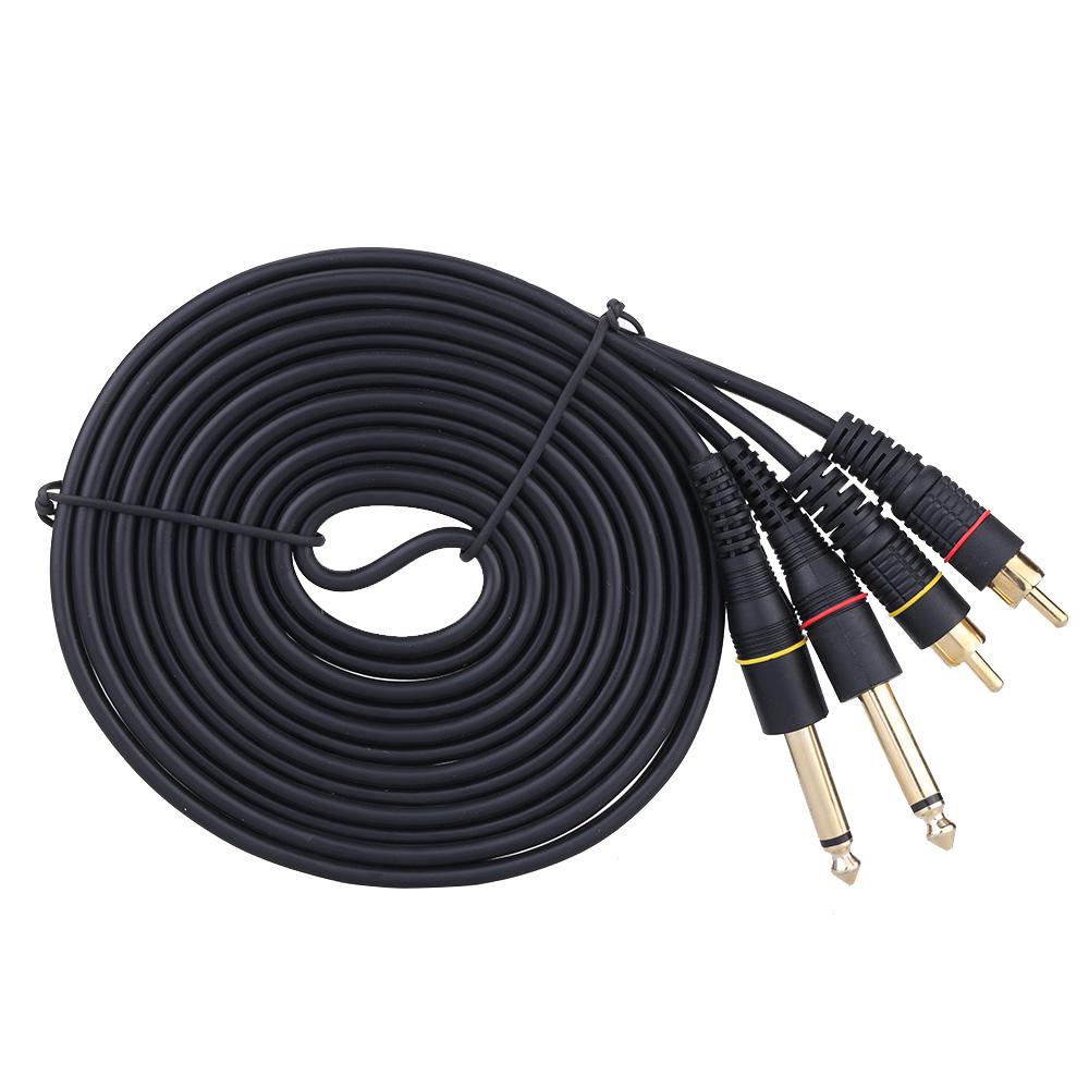 10ft Dual   Male   to Dual 6.35mm 1Celsius4  TS Male Plug Stereo   Cable Cord Wire for Mixer AV Amplifier