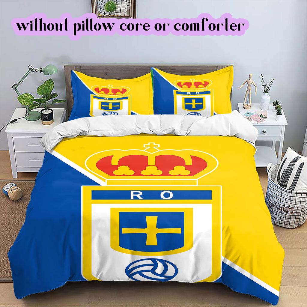 Biancheria da letto con motivo Real Oviedo, Set piumone Copripiumino Federa Regalo di Compleanno per la Casa (1*copripiumino+2*federe,senza imbottitura)