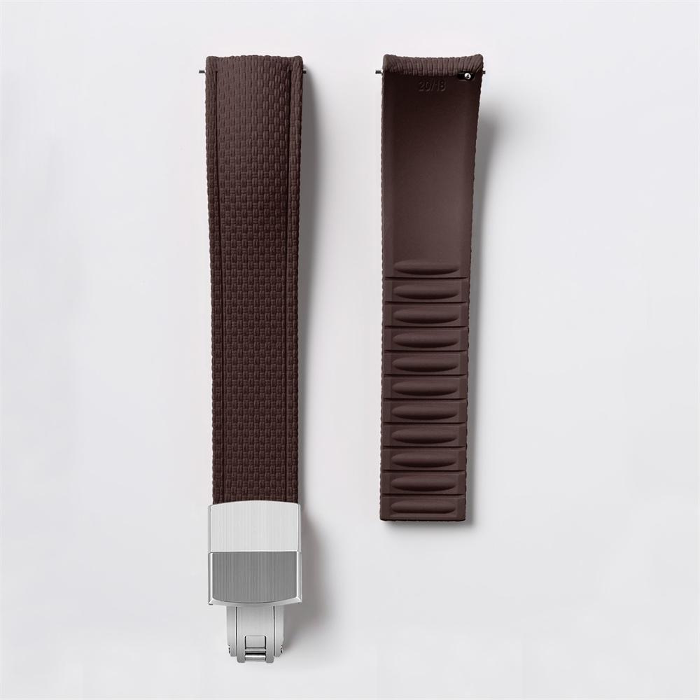 FKM Watch Band Fluoro Rubber Strap 18/19/20/21/22/24mm Quick Release Folding Clasp Cut To Size Replace Watch Bracelet for Men Women