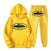 Unisex Hooded Sweatshirt Pants Set With Graphic Print Casual Sportswear