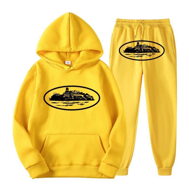 Unisex Hooded Sweatshirt Pants Set With Graphic Print Casual Sportswear