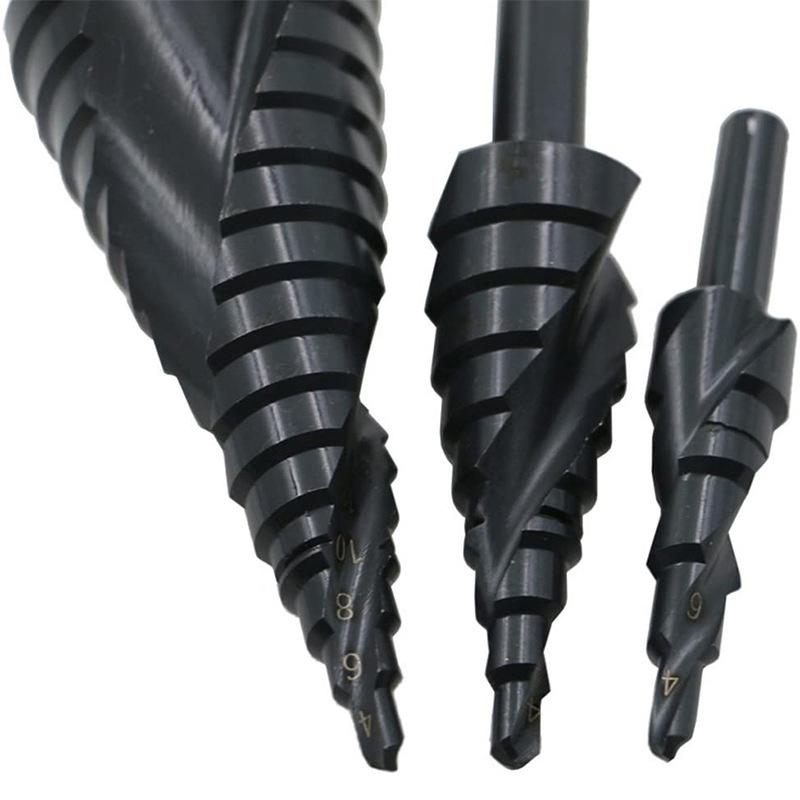 3Pcs/Set 4-32Mm Hss Cobalt Step Stepped Drill Bit Set Nitrogen Spiral Hole