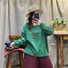 Women's Retro Artistic Loose Knit Sweater - Round Neck Cotton Pullover for Fall 2026