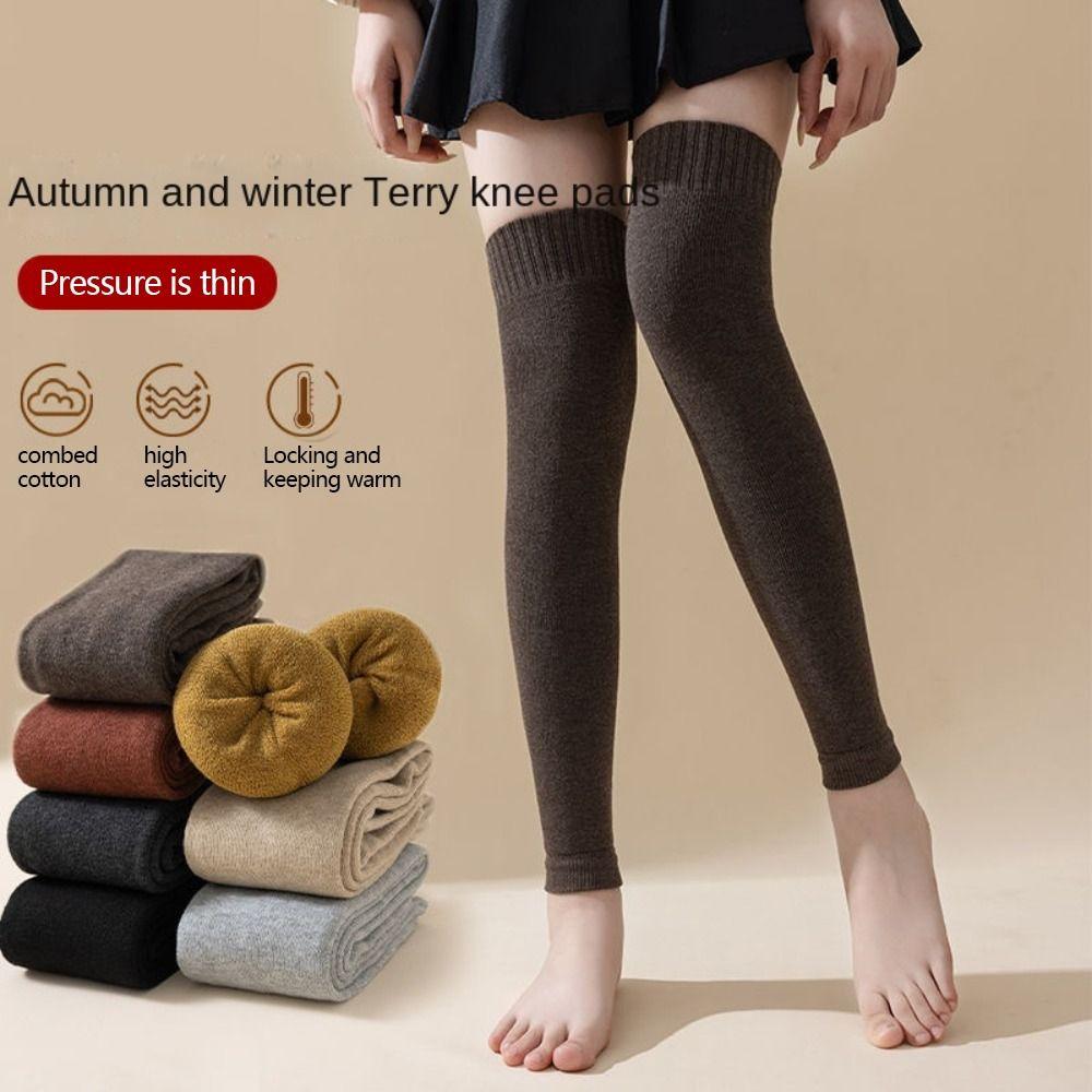 Autumn Winter Kneepad Thickned Knitted Stockings New Thermal Foot Cover for Women