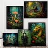 Fantasy Gothic Wizard Owl Dragon Canvas Painting Wall Art Magic World Forest Landscape Flower Fairy Elf Poster Print Home Decor