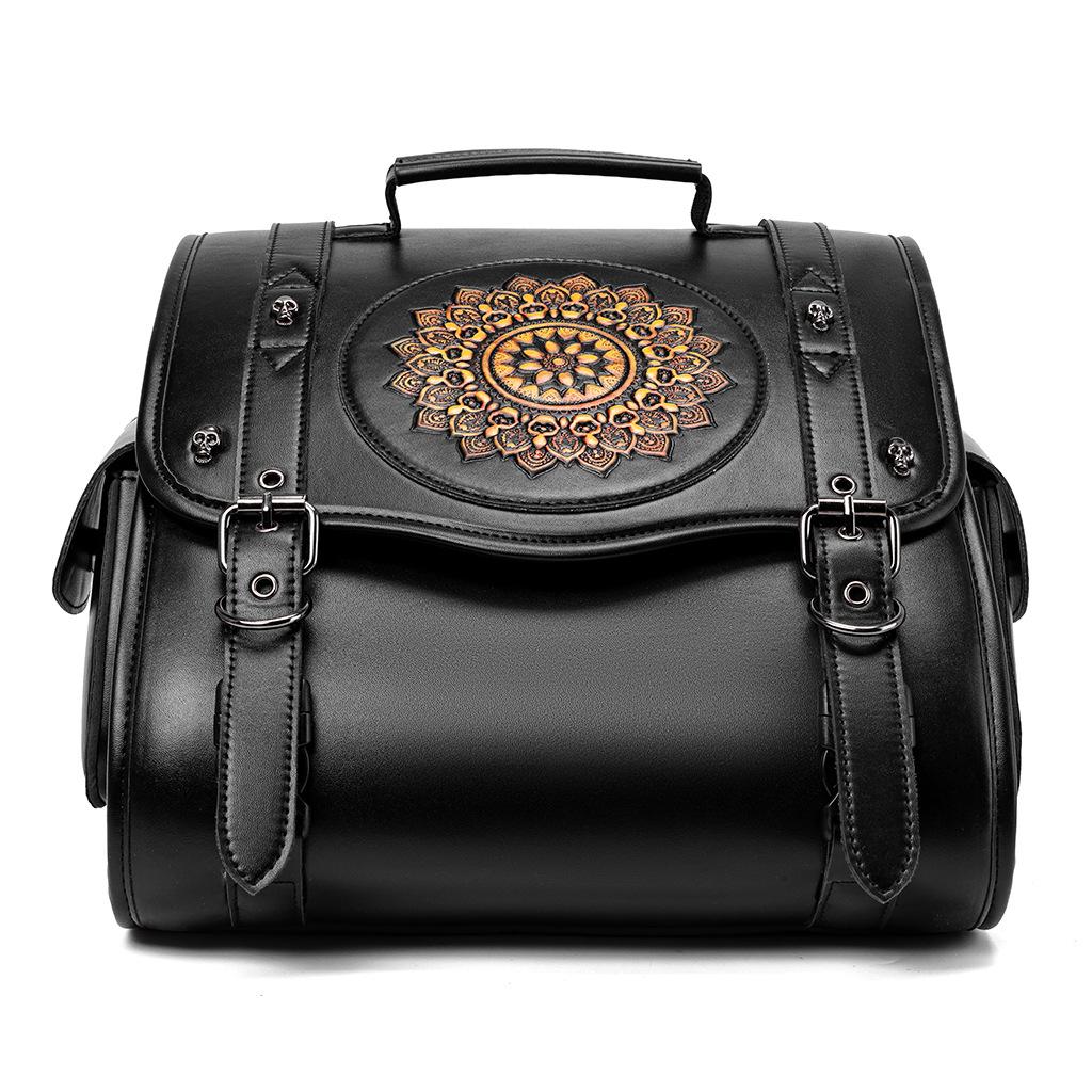 Retro Harley Motorcycle Tail Bag Pu Leather Large Capacity Knight Rear Seat Luggage Bag Modification Accessories