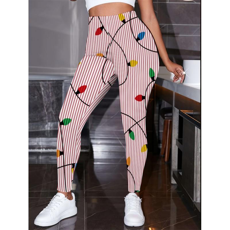 2026 Womens High-Waist Printed Yoga Leggings Casual Slim Fit Activewear Pants