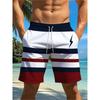 Gestreifte Badehose für Herren, Elastischer Bund mit Kordelzug, Polyester-Material, Gemischte Farben,