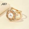 Shiny Scarf Ring Retro Flower Ring, Faux Pearl Rhinestone Clip, Electroplated Elegant Decorative Silk Holder for Women Neckerchiefs Shawls Shirts