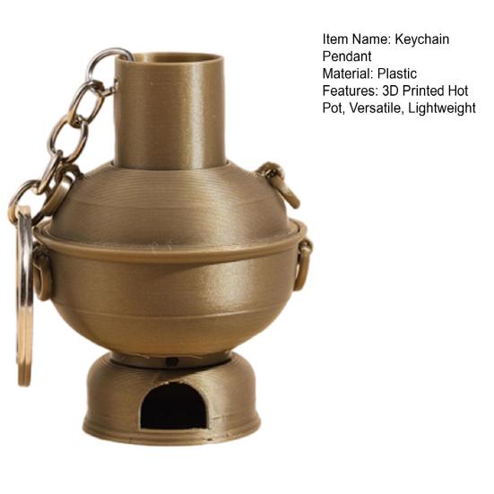 Keychain Pendant Simulated Copper 3D Printed Hot Pot Charm Key Chain National Style Decorative