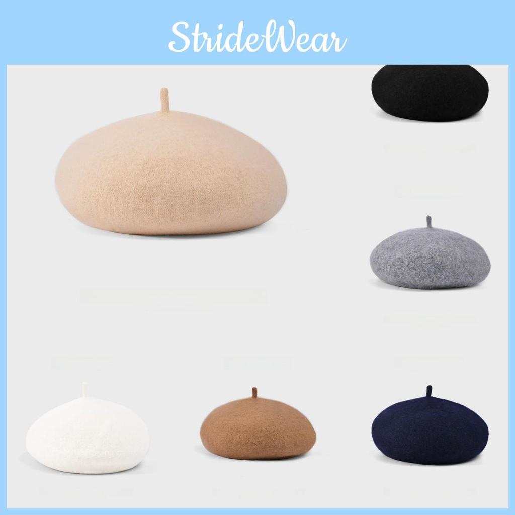 Fashionable Plush Retro Beret With Solid Color Design For Daily Seasons Cold