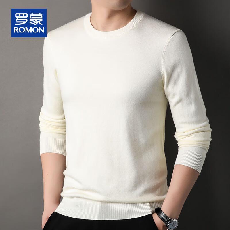 ROMON Men's Loose Fit Round Neck Knit Sweater