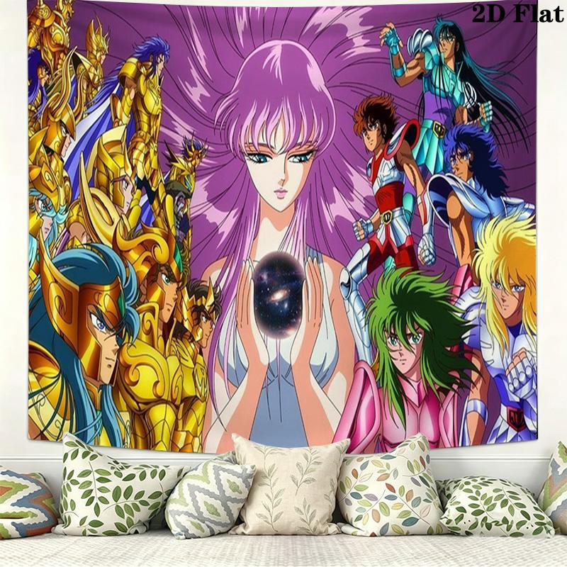 Saint Seiya Wall Tapestry Aesthetic Wall Hanging Printed Fabric Blanket Decorative Tapestries for Bedroom Living Room Home Decor