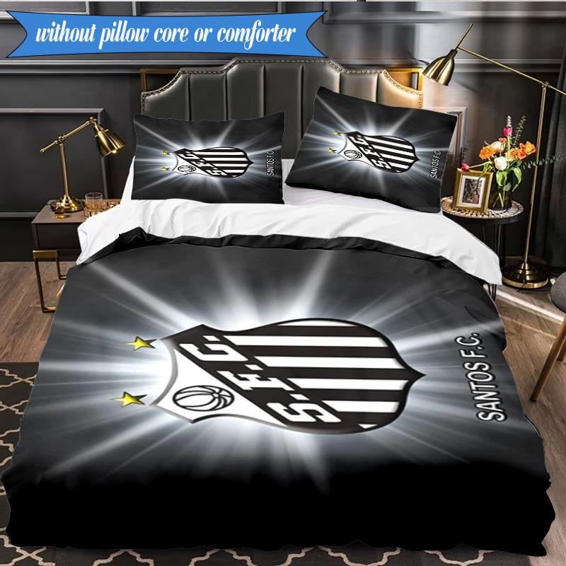 3PCS Fc Crest Design Printed Soft Bedding Set,Including 1pc Duvet Cover And 2pcs Pillowcases Perfect for Bedroom, Dormitory, Fan gift