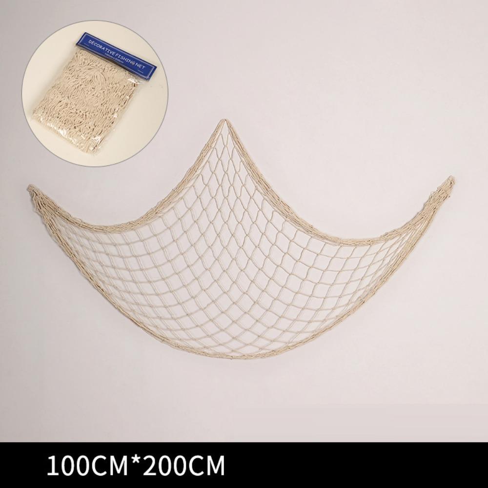 Wall Mounted Photo Hanging Fishing Net with Shells Coastal Style Net Display Wall Decor Bohemian Multi-size Beach Theme Decor