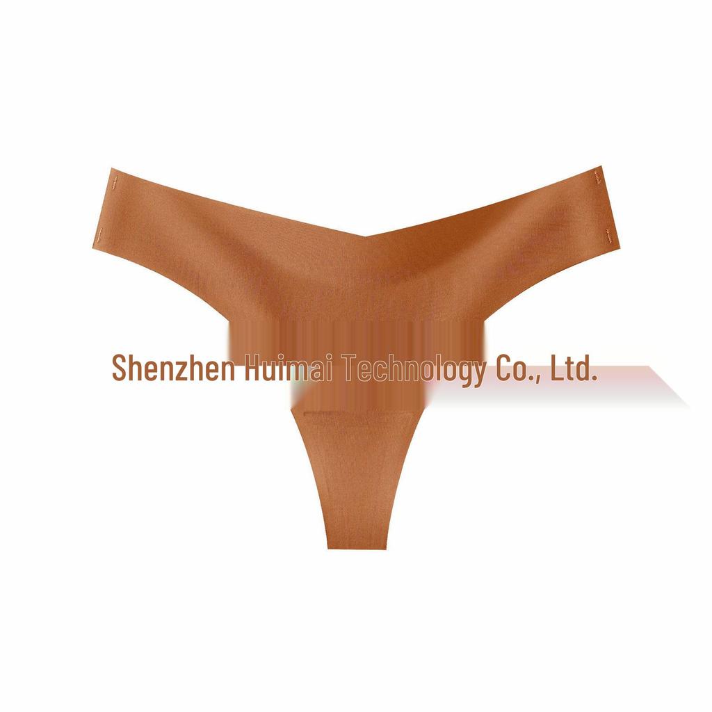 Women’s Plus Size Seamless Low-Waist Ice Silk Thong with Breathable Cotton Crotch