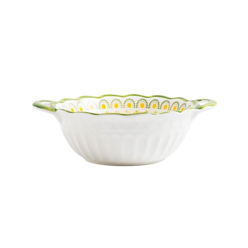 Nordic Style Ceramic Double-Handle Soup Bowl Set