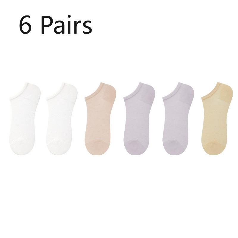 6 Pairs of Summer Sweat-absorbing Thin Breathable Short Socks Mesh Socks Female Summer Thin Bamboo Fibre Socks Women's Models