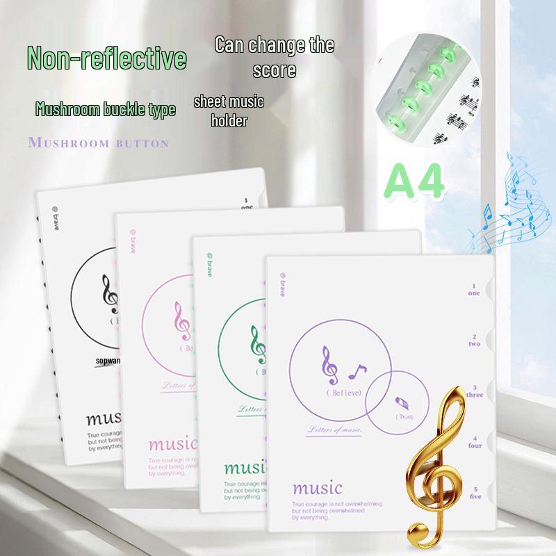 Detachable Mushroom Button Music Score Binder - Anti-Reverse, Three-Sided Sealed Document Folder