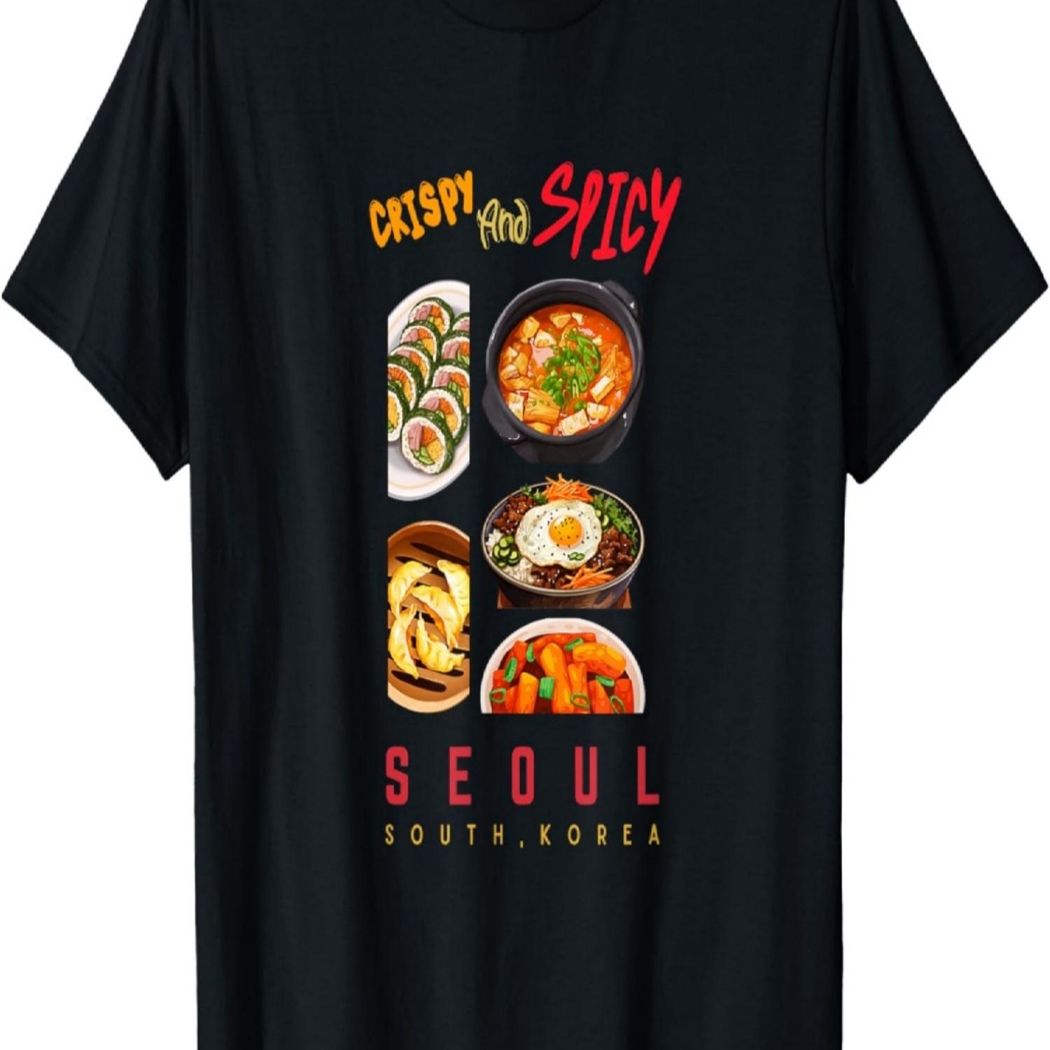 

Seoul South Korea_ Korean Street Food Illustration T-Shirt S чёрный