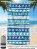 1pc Blue & White Striped Seahorse Printed Beach Towel, Microfiber Soft Absorbent Swim Towel, Lightweight Portable for Bathroom,