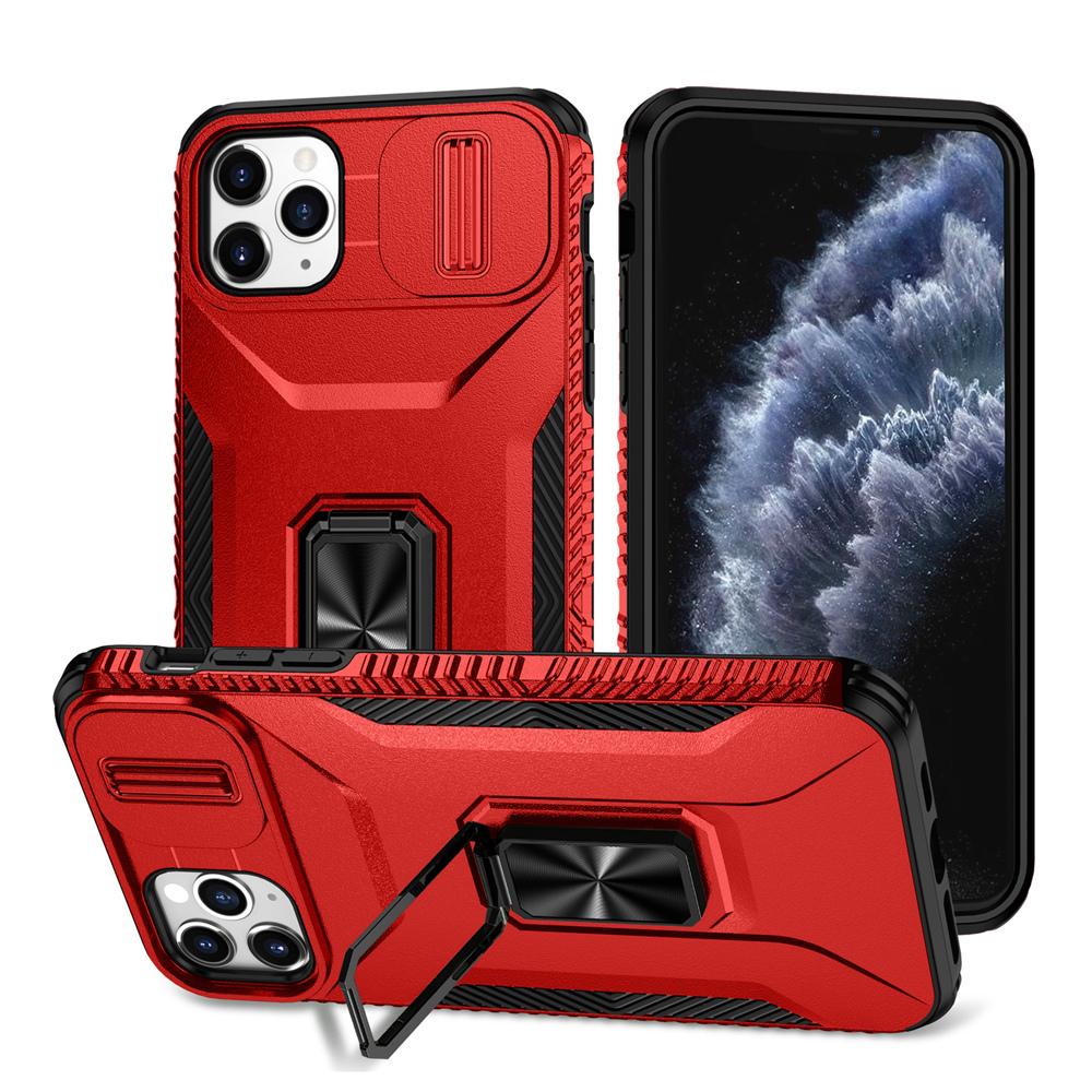 KEYSION Nárazuvzdorné pouzdro pro iPhone 11 Pro Max, vysouvací kryt s ochranným kroužkem pro objektiv fotoaparátu, stojánek, zadní kryt pro iPhone XS Max X XR