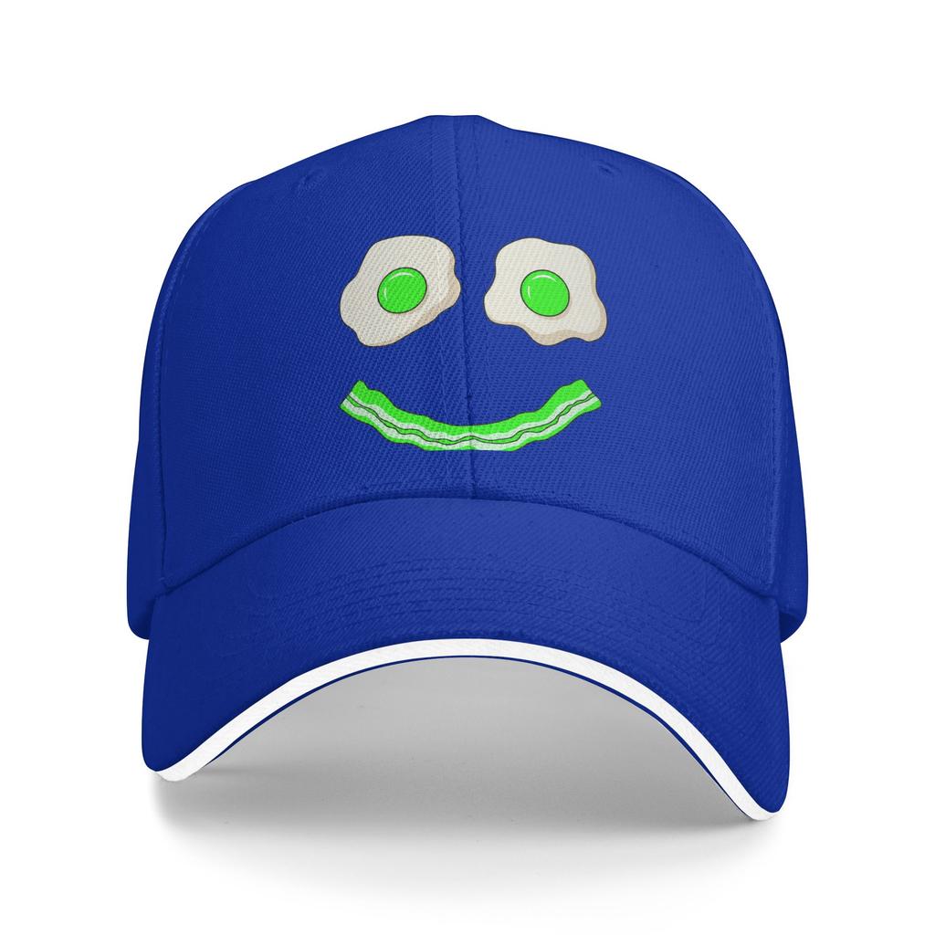 Green Smile Face Eggs and Bacon Ham Breakfast St Patrick's Sun Baseball Cap Summer Women Unisex Tennis Skate Snapback Cap