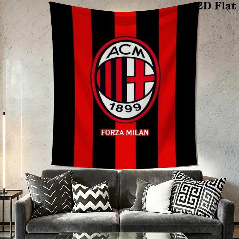 AC Milan Wall Tapestry Aesthetic Wall Hanging Printed Fabric Blanket Decorative Tapestries for Bedroom Living Room Home Decor