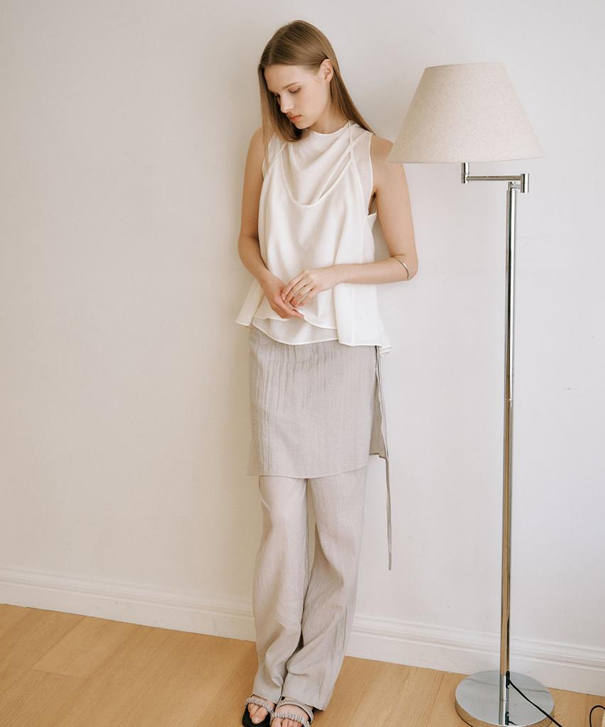 OURO Layered Drape Halter Blouse Set Up [ Ivory ]