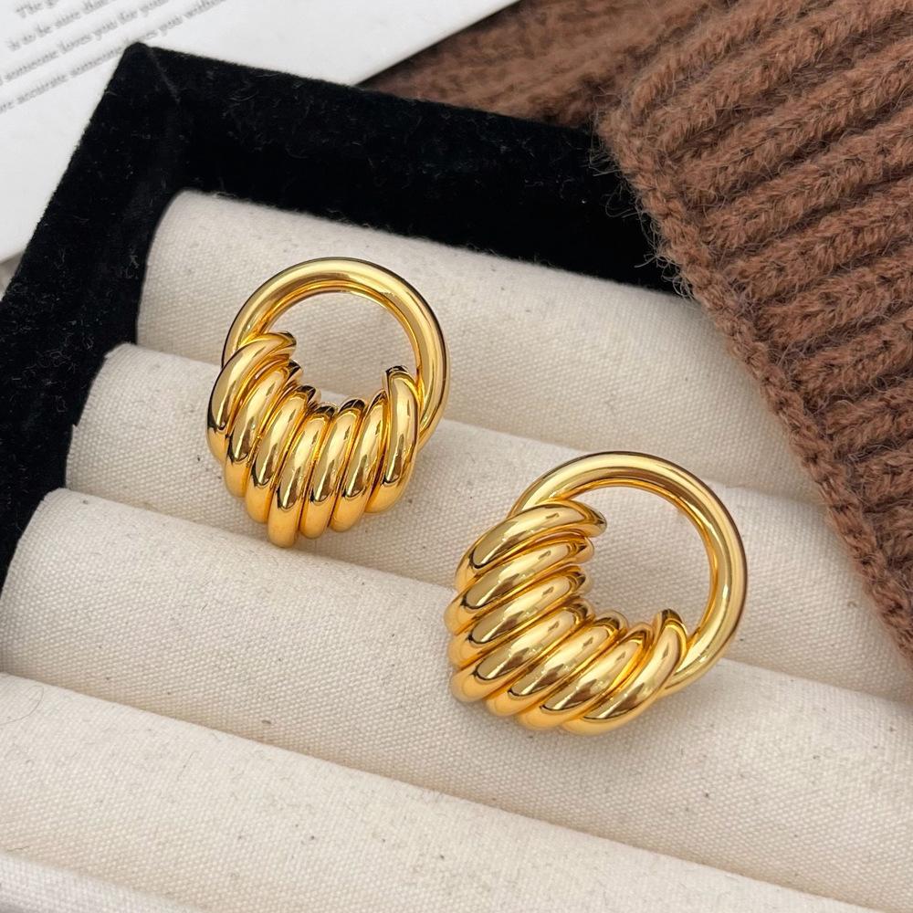 

Minimalist Simple Round Hoop Earrings Women Accessories Wholesale Fashion Mix Color Geometric Metal Stud Earrings Party Zircon