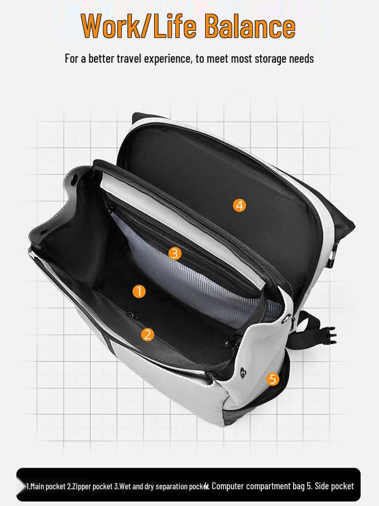 2025 Casual Sports Backpack: Large Capacity, Wet/Dry Separation for Students & Commuters