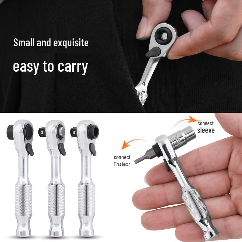 Compact Dual-Head Ratchet Wrench with Quick-Release Screwdriver Function