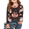 Girls Long Sleeve T Shirts Kids Fall Tops Crewneck Halloween Printed Basic Tees 3-9Y